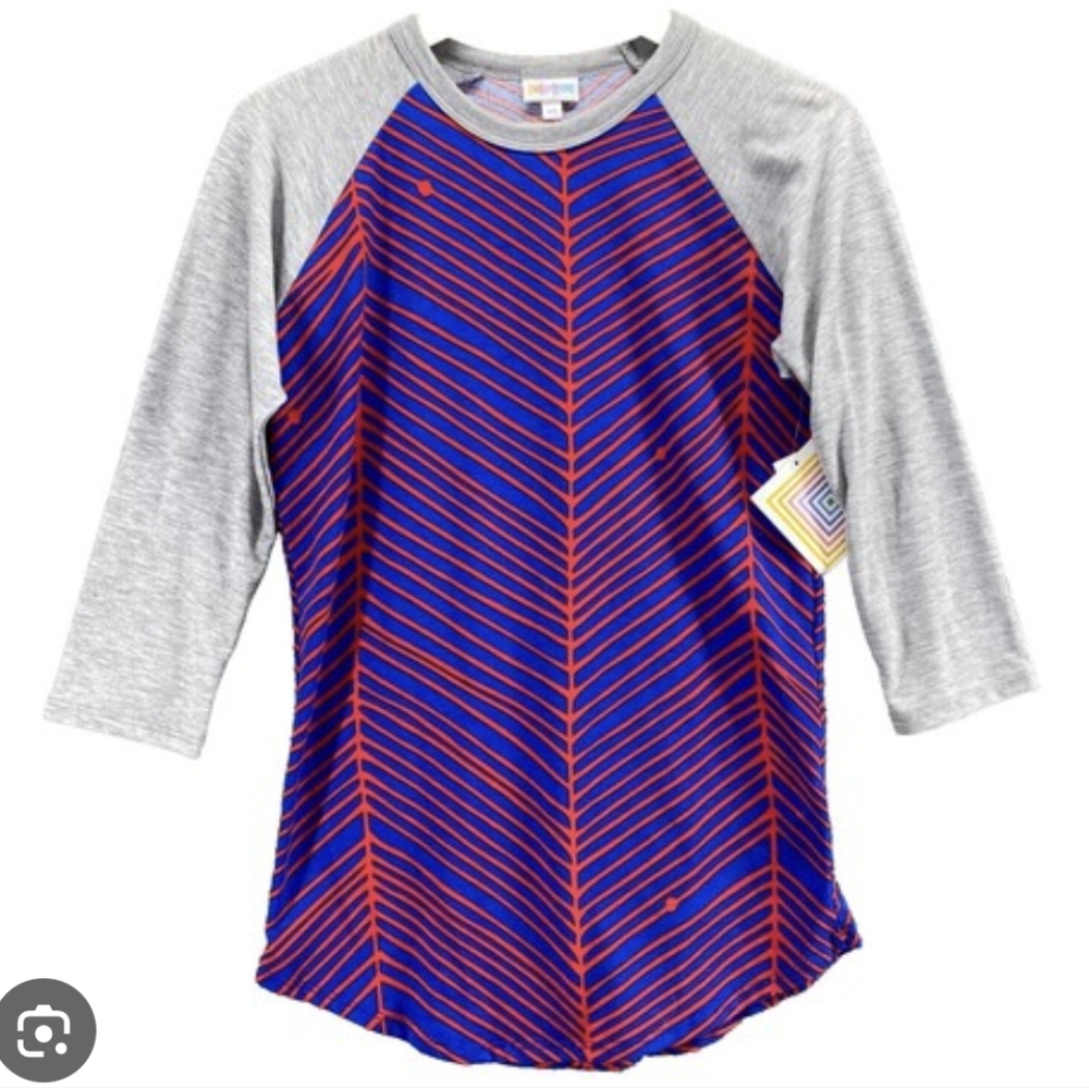 LuLaRoe Randy Blue and Red Striped Shirt